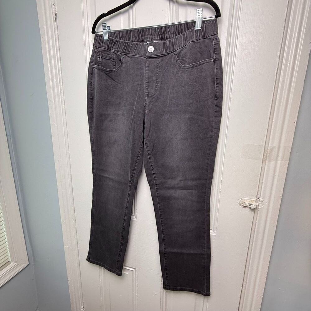 Belle by Kim Gravel TripleLuxe Denim Straight Jeans Womens 14P Grey Wash NWOT